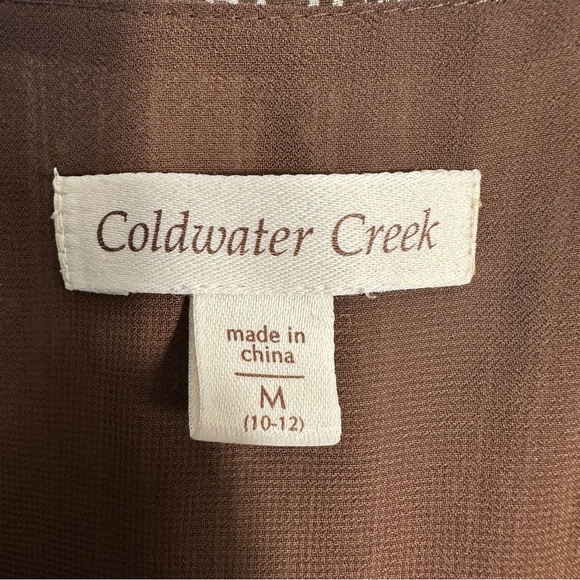 Coldwater Creek sleeveless v-neck top, size M, brown/cream, chiffon, flowy - Picture 5 of 10